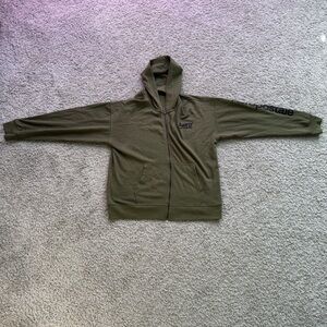Preppy Oversized Aéropostale Zip-Up Hoodie - Green/Black Size Extra Large Men
